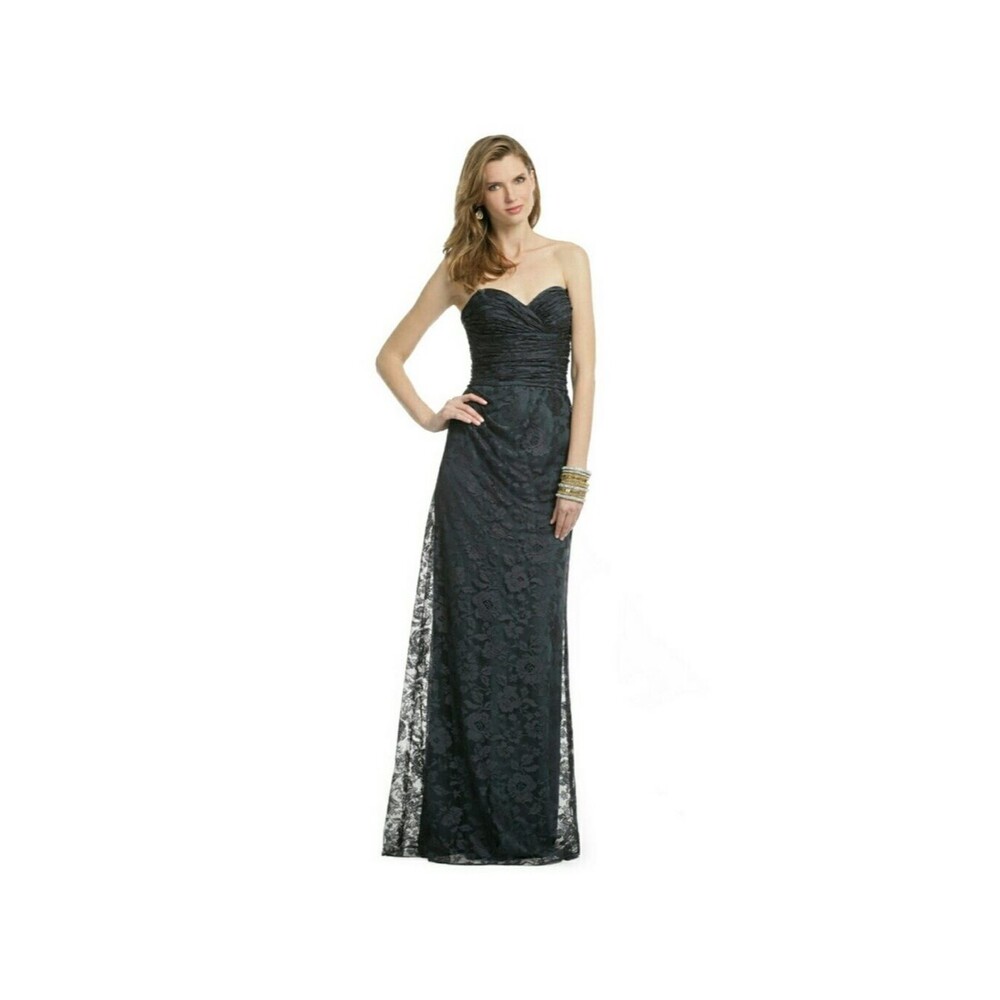 NEW David Meister Strapless Lace Ruched Sweetheart Evening Gown Size 10